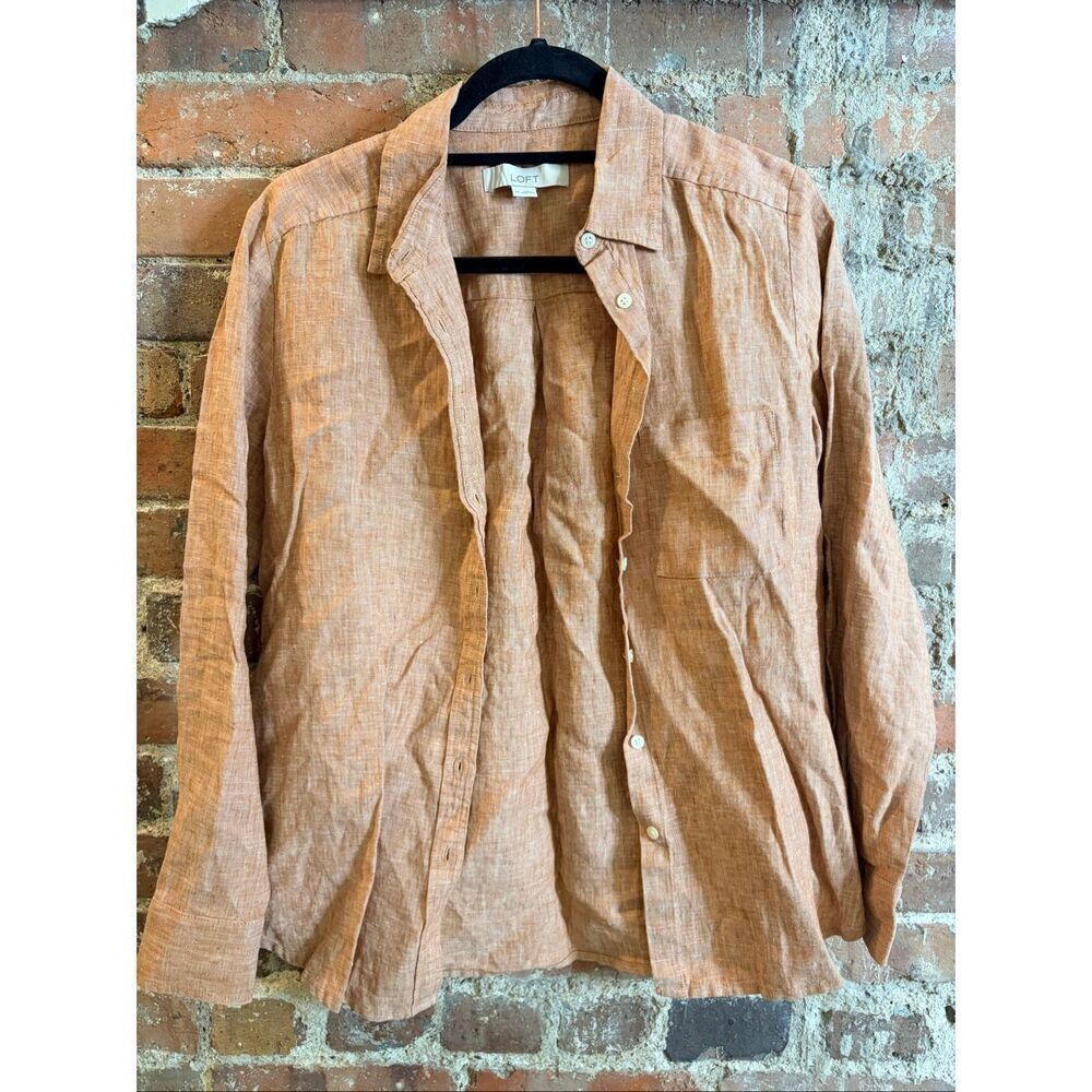 LOFT • Orange Heather Long Sleeve Button-down Shirt • Ladies Size XSmall